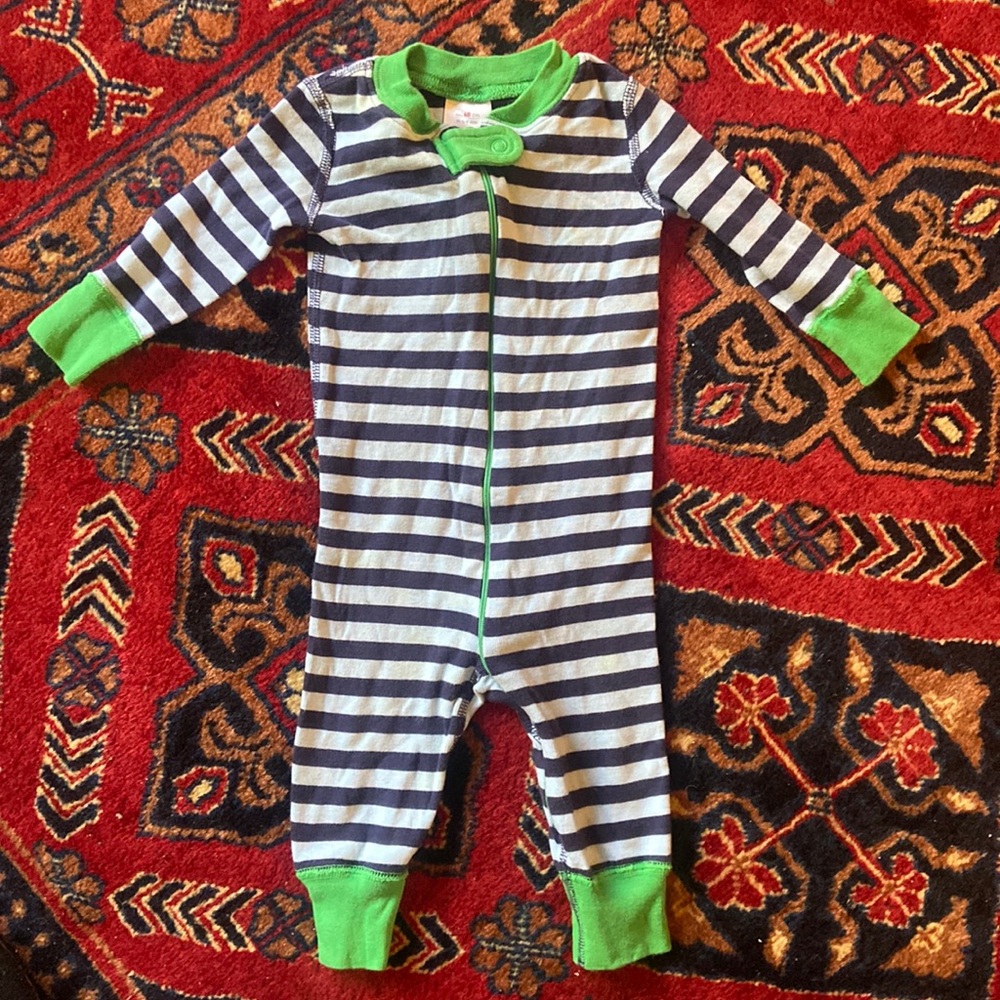 Hannah Anderson navy, green and light blue zip pajamas size 60cm